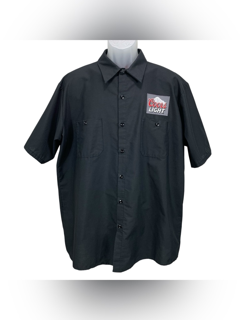 Red Kap Men’s XL Black Coors Light Work Shirt Button Front Short Sleeve